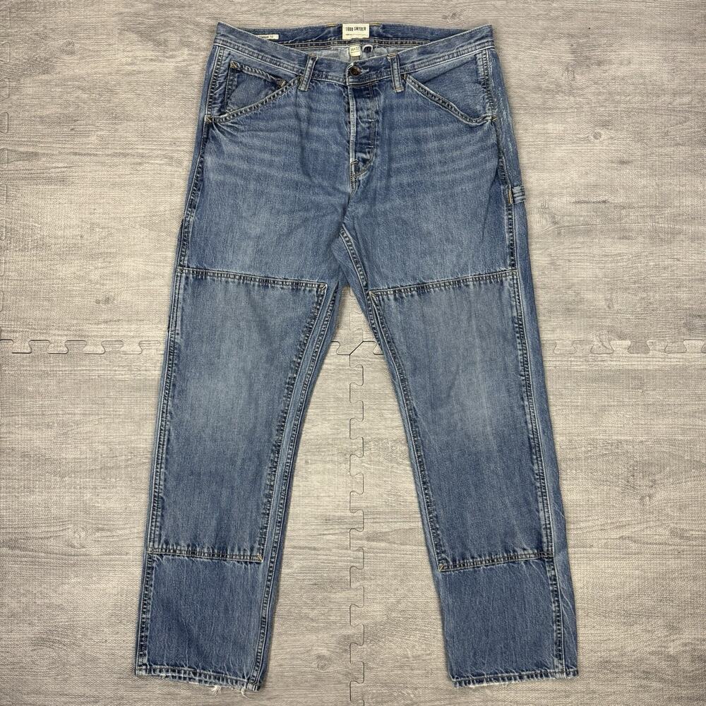 Todd Snyder Selvedge 34x32 (34x30) Carpenter Double Knee Blue Denim Faded Wash